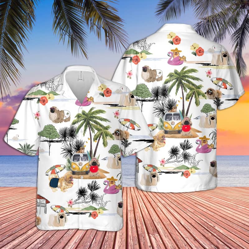 Unisex Pekingese Beach Hawaiian Shirt