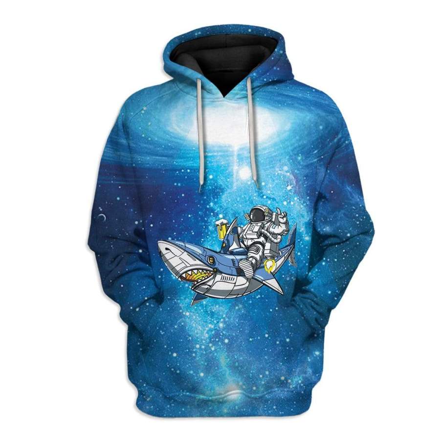 Space Astronaut Riding Shark Custom Tshirt Hoodies Apparel