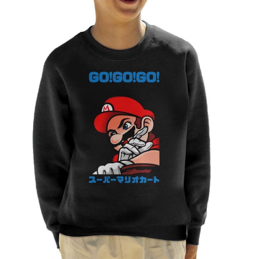 Go Go Go Super Mario Kart Retro Japanese Kid’s Sweatshirt