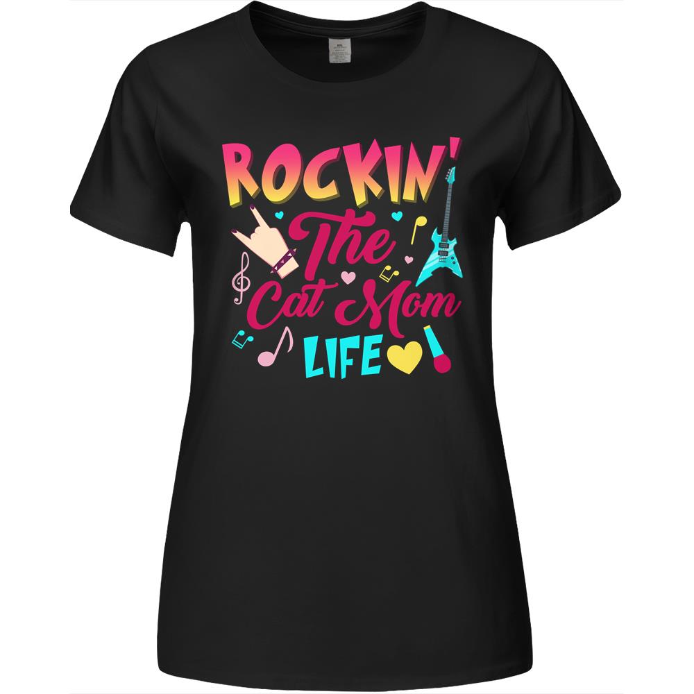 Rockin’ The Cat Mom Life Kitten Lovers Premium Womens Tshirts