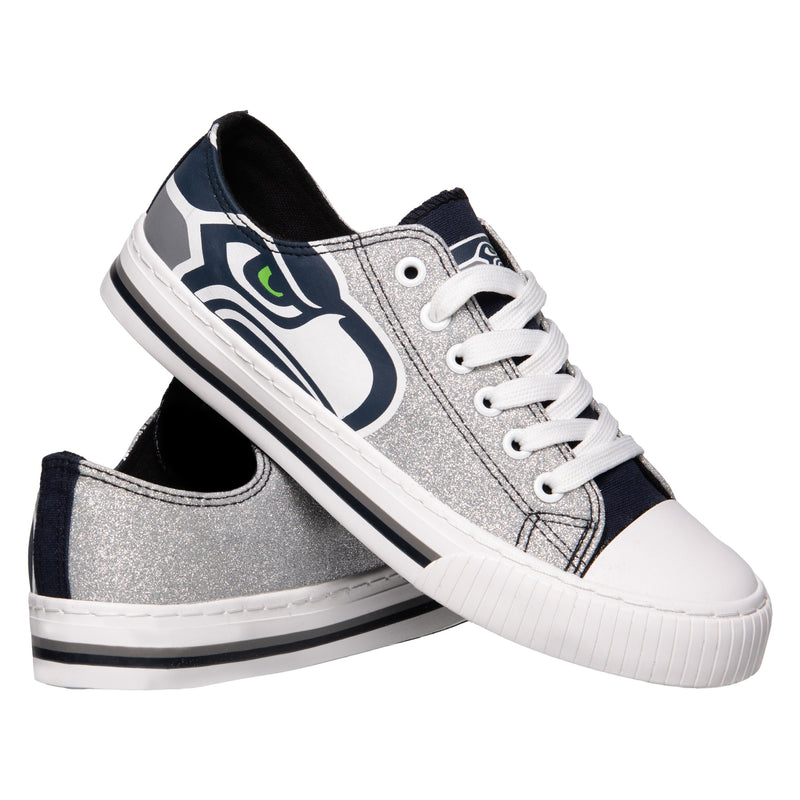 Seattle Seahawks NFL Womens Glitter Low Top Canvas Shoes