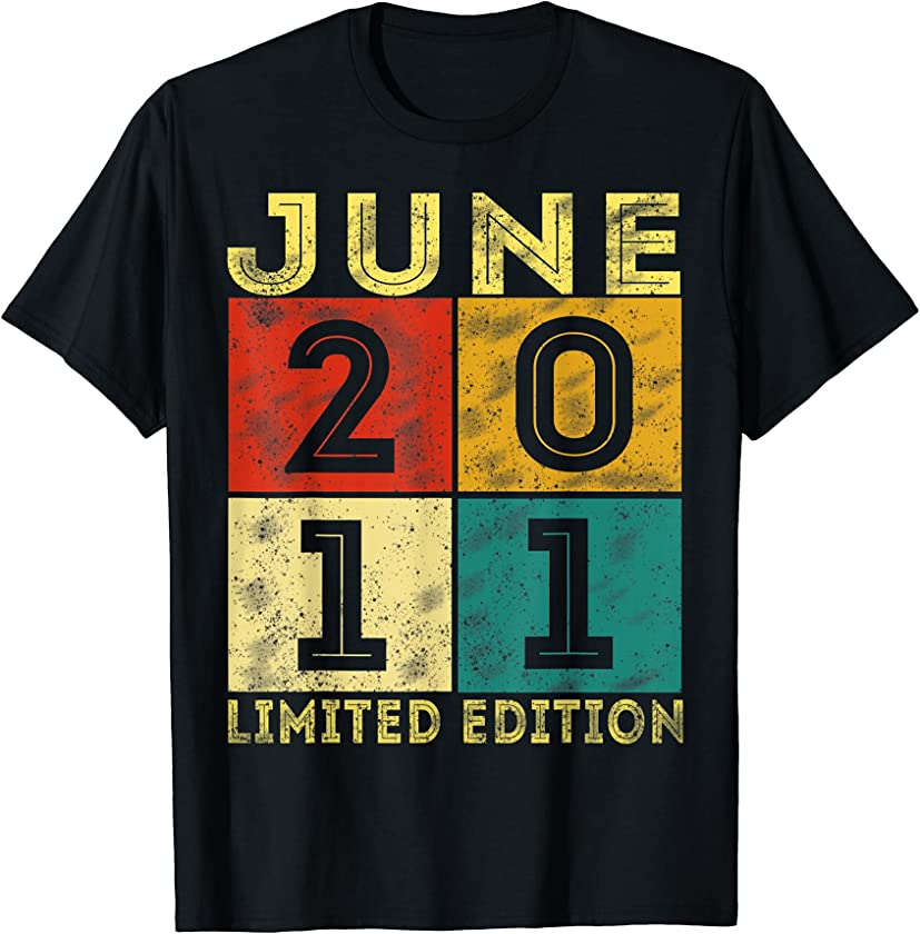 Vintage June 2011 Retro 10th Birthday 10 Years Old T-Shirt