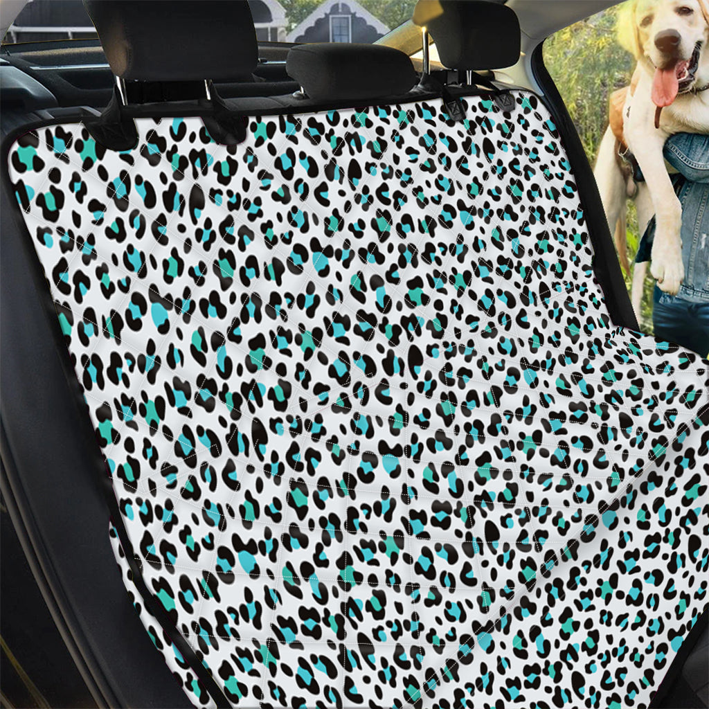 White And Teal Leopard Print Pet Car Back Seat Cover