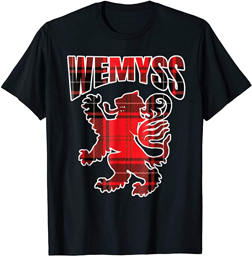 Wemyss Clan Kilt Tartan T-Shirt Lion Namesake Scottish gift