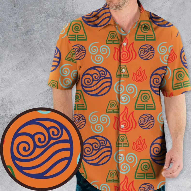 Bending Elements Avatar Button Up Hawaiian Shirt