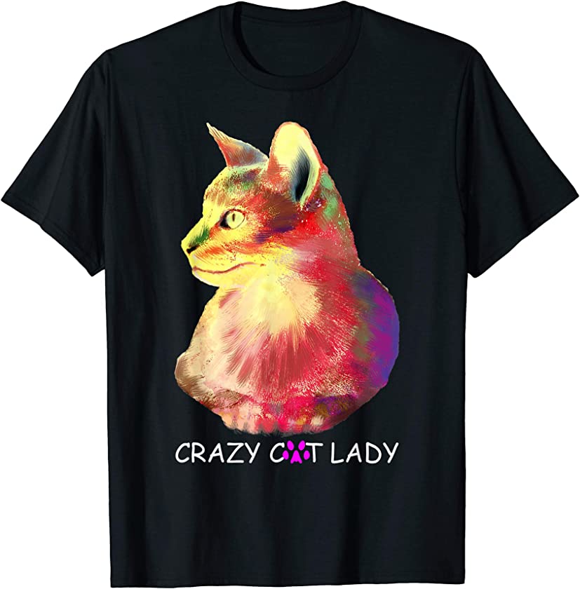 Colorful Crazy Abyssinian Cat Lady Funny Kitty Kitten Lover T-Shirt