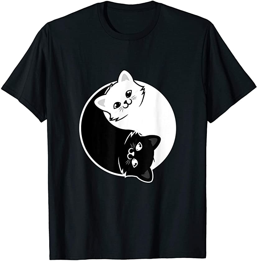 Yin And Yang Pet Cat Black White Cats Animals Love Gift T-Shirt