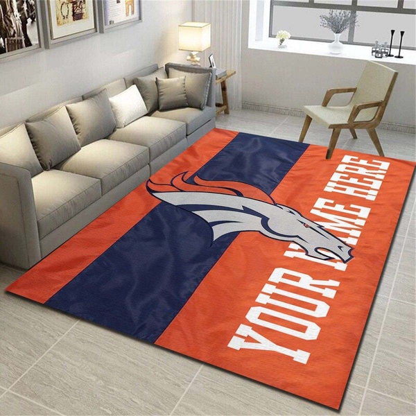 Denver Broncos Personalized Area Rug,Team Living Room Carpet,Customized Fan Cave Floor Mat