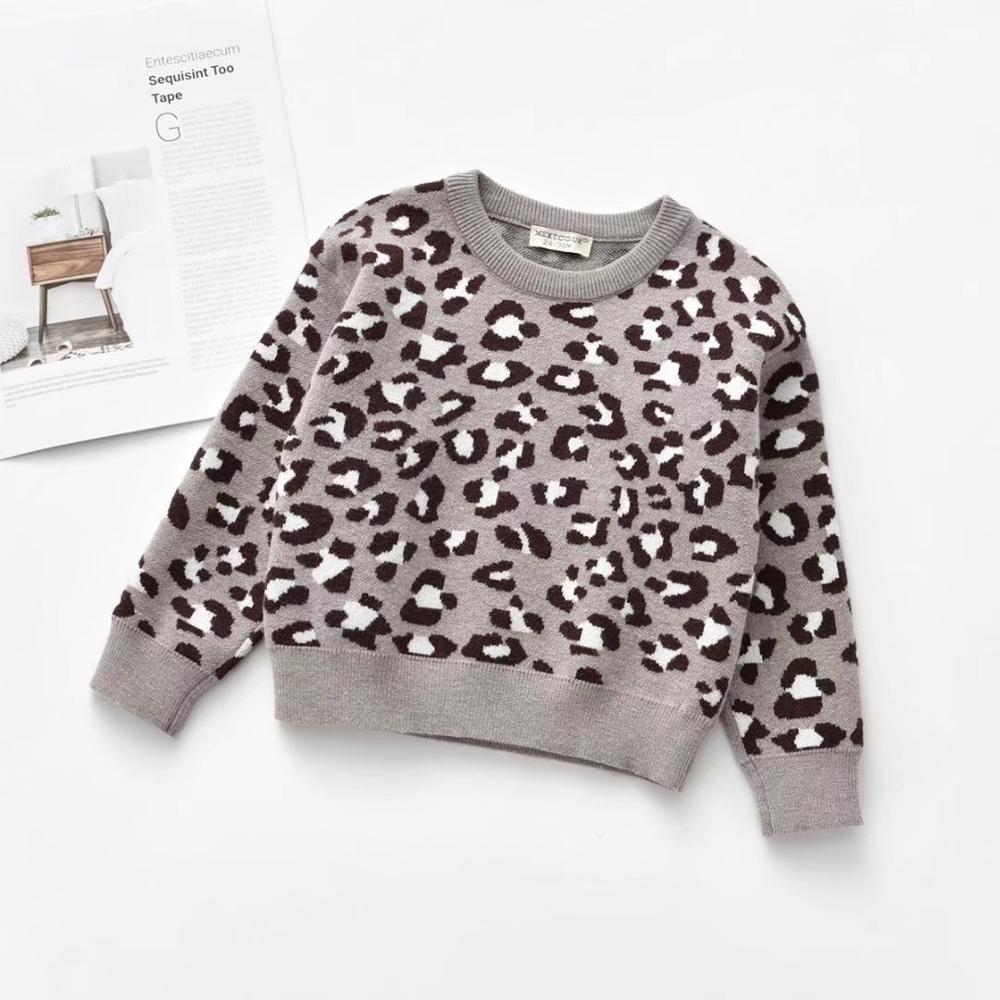 Spring children’s Korean round neck sweater pullover long-sleeved leopard print boys and girls bottoming shirt alx