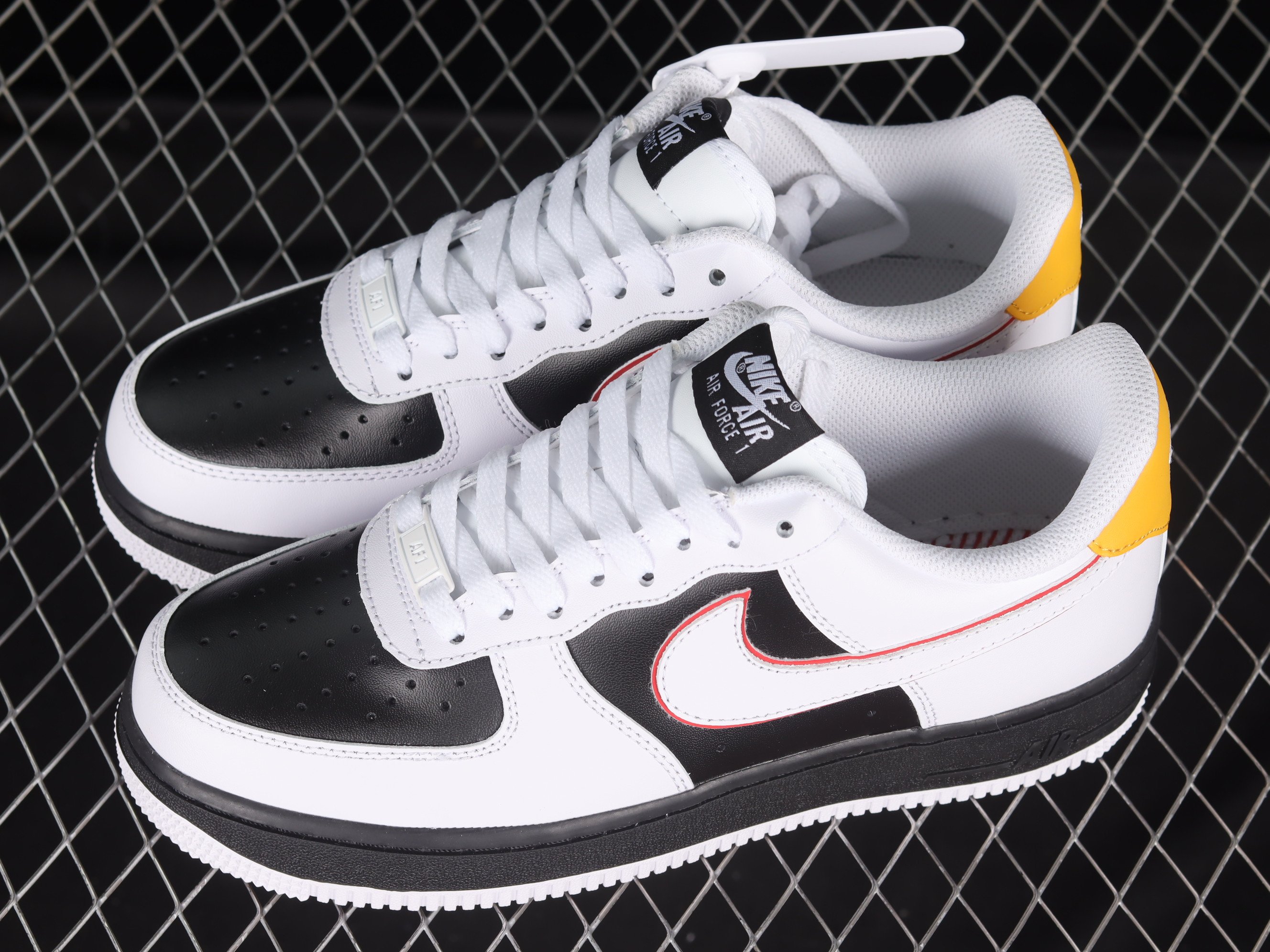 Nike Air Force 1’07 Low Shoes Sneakers – Black White Yellow SNK355288988