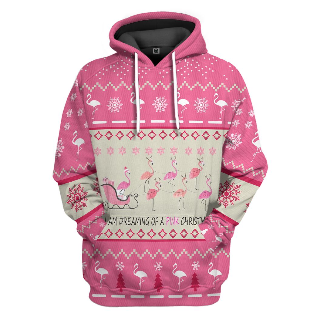 Gearhumans 3D Im Dreaming Of A Pink Christmas Custom Hoodie Tshirt Apparel