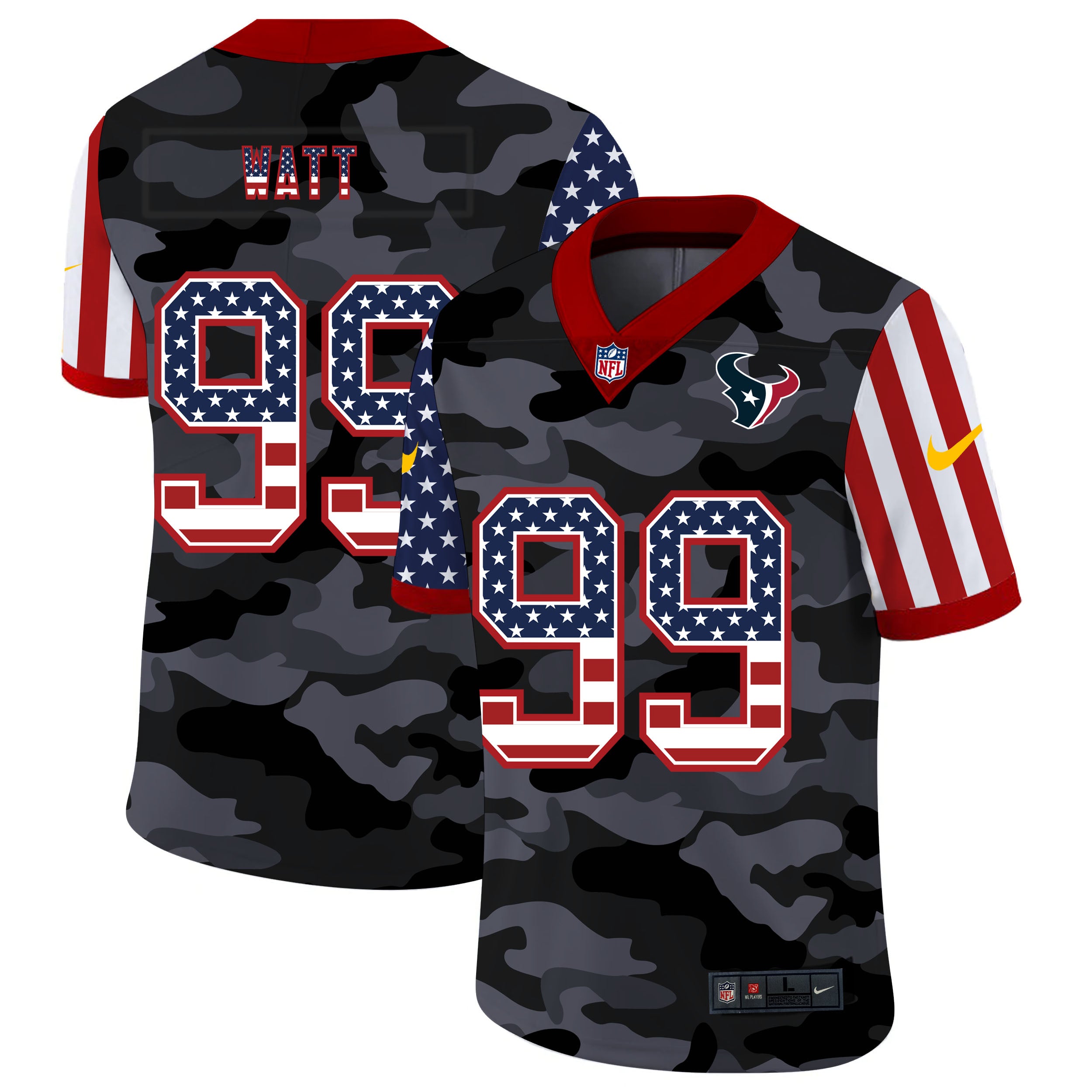 Men’S Arizona Cardinals J.J. Watt Black Camo Usa Flag Limited Jersey