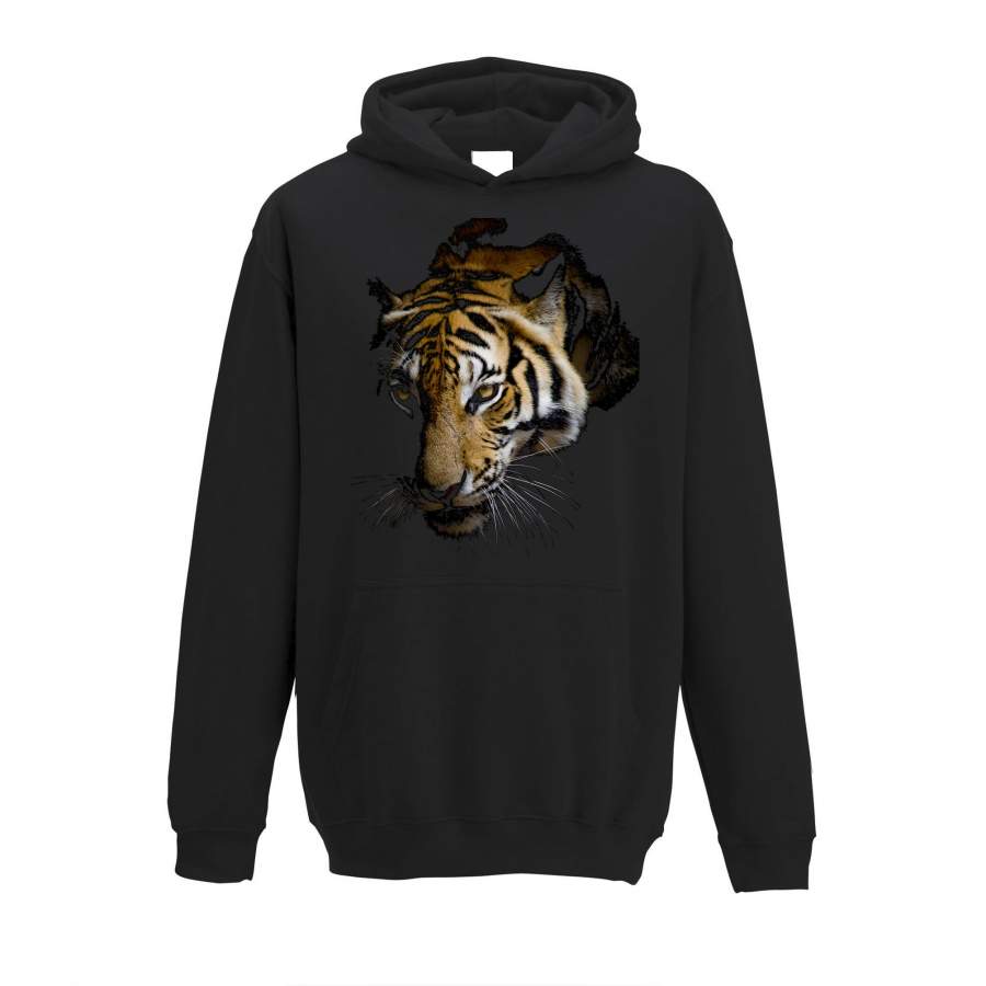 Tiger Kids Hoodie Photographic Animal Head Childs