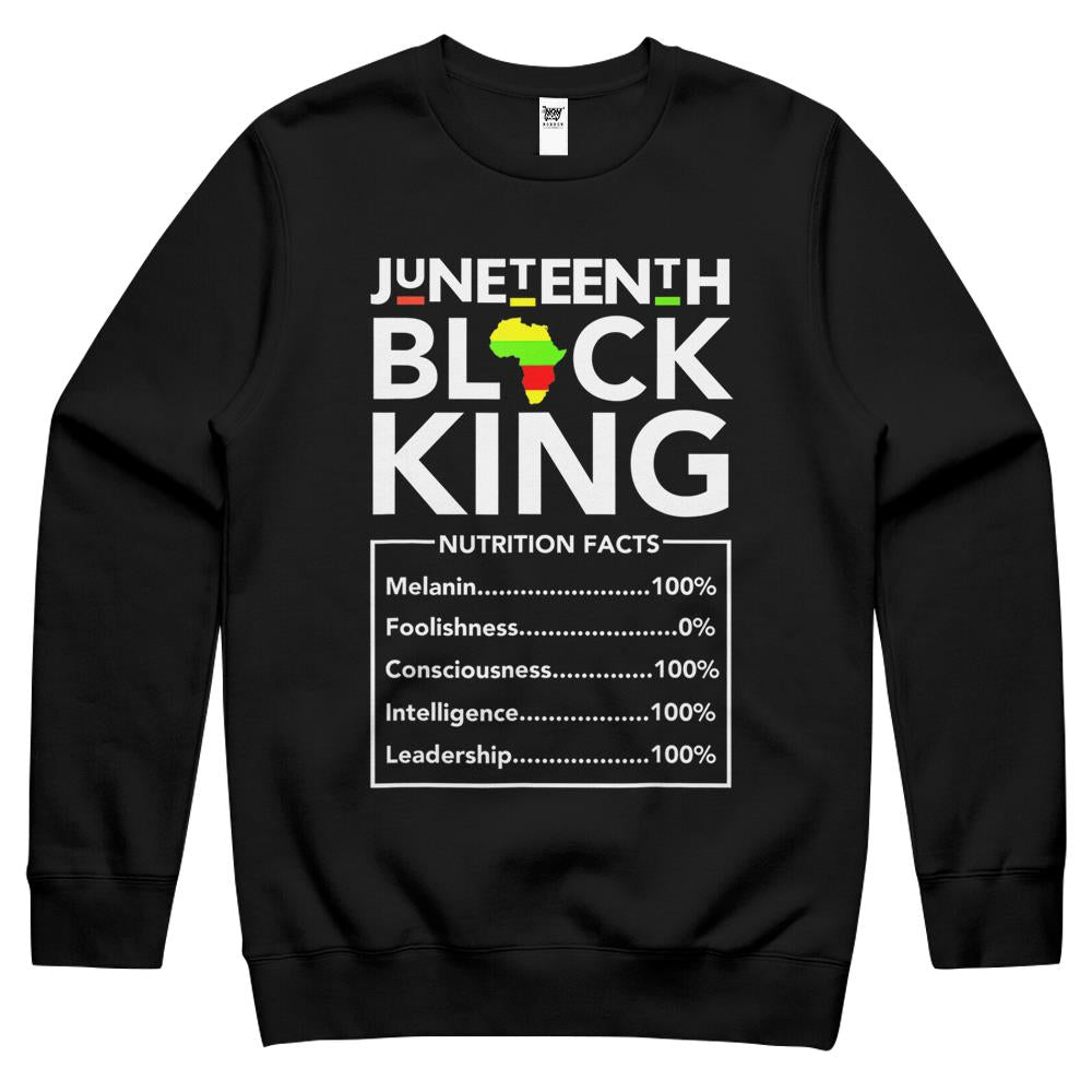 Nutritional Facts Shirt, Nutritional Facts Crewneck Sweatshirt, Black King Nutrition Facts Shirt, Juneteenth Black King Nutritional Facts Men Boys Dad Son Crewneck Sweatshirt