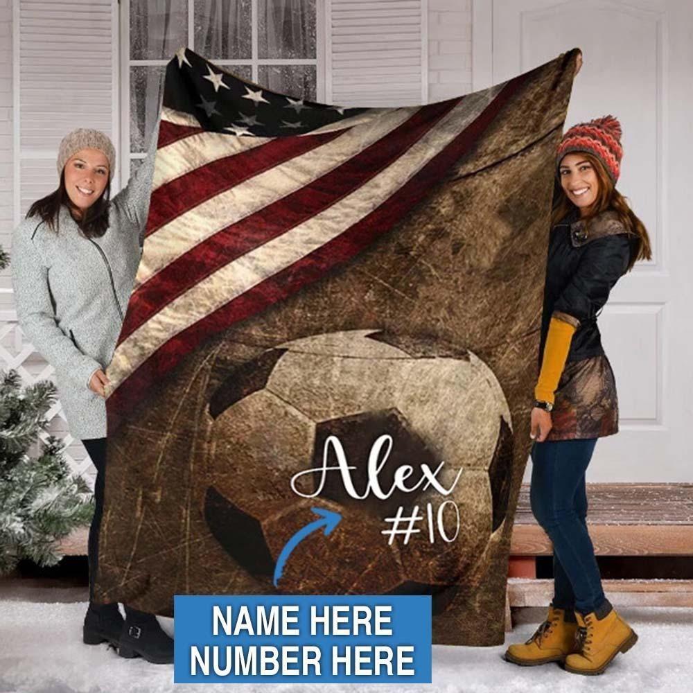 Alex Soccer Custom Text Name And Number Printed Fleece Blanket