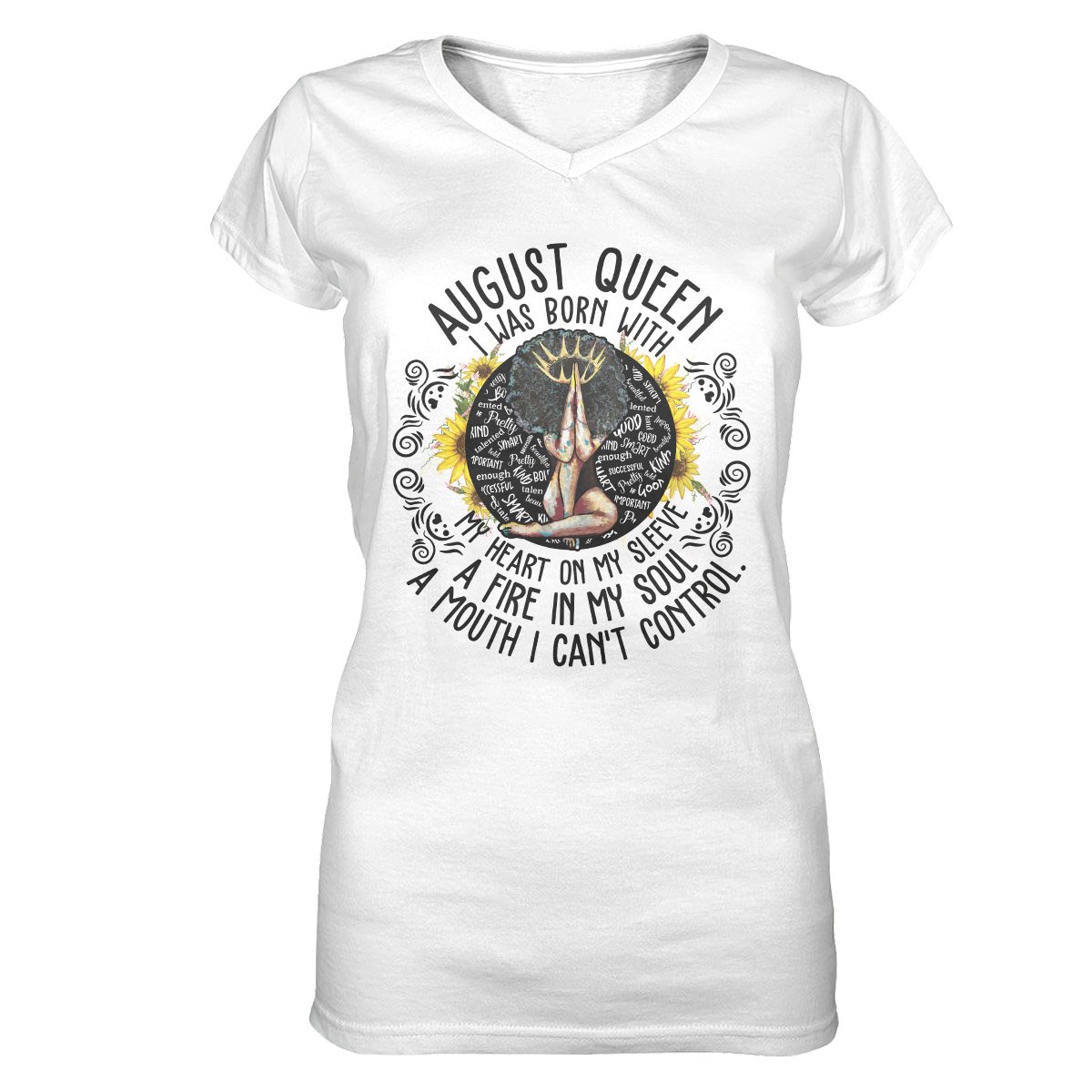 August Black Queen My Heart On My Sleeve Ez07 2909 Women V-Neck T-Shirt