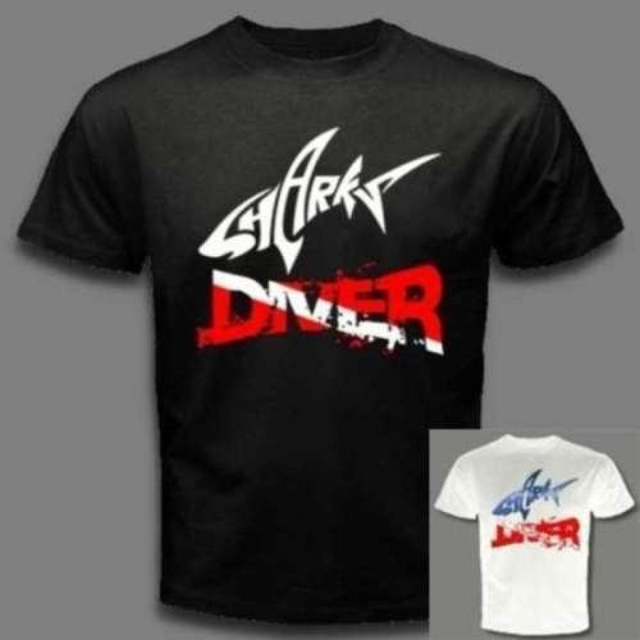 Shark Diver Scuba Dive Diver Down Flag Diving Logo Short Sleeve Men’S T-Shirt