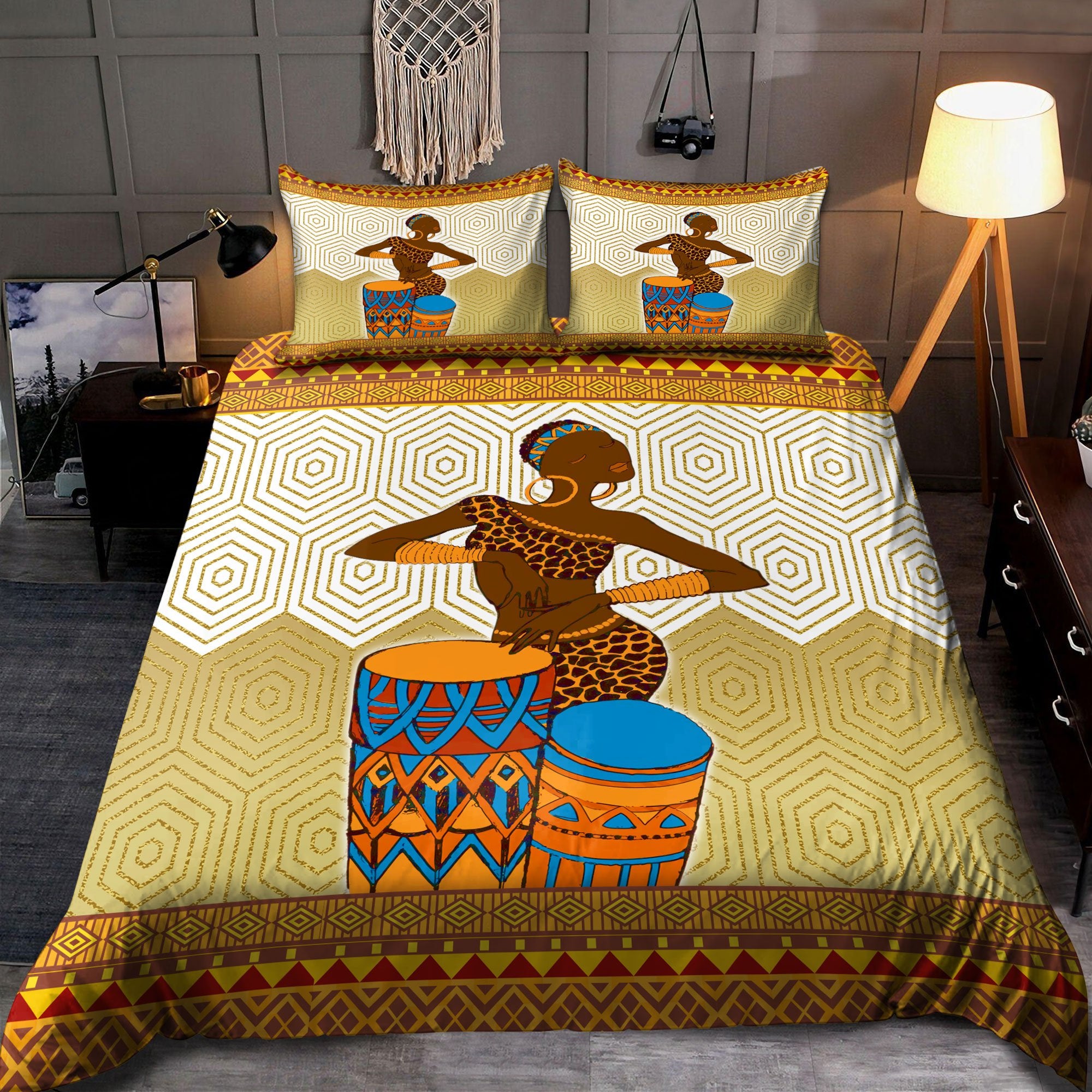 Tmarc Tee African Girl Drum Bedding Set Tn Ntn26042102.S1