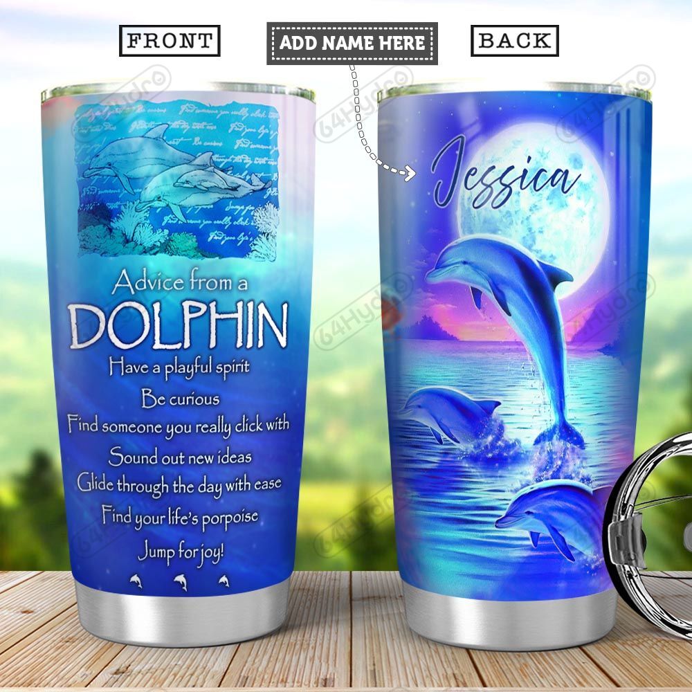 Dolphin Personalized Pya2511008  Stainless Steel Tumbler Travel Customize Name, Text, Number, Image