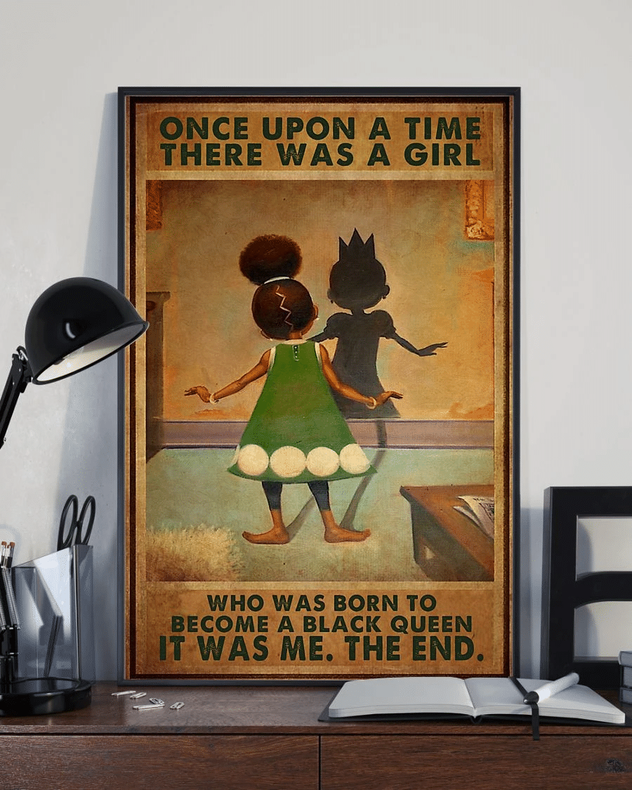 Black Queen Afro Girl Poster Canvas – Once Upon A Time There Was A Girl Vintage Home Decor Wall Art Evg80309