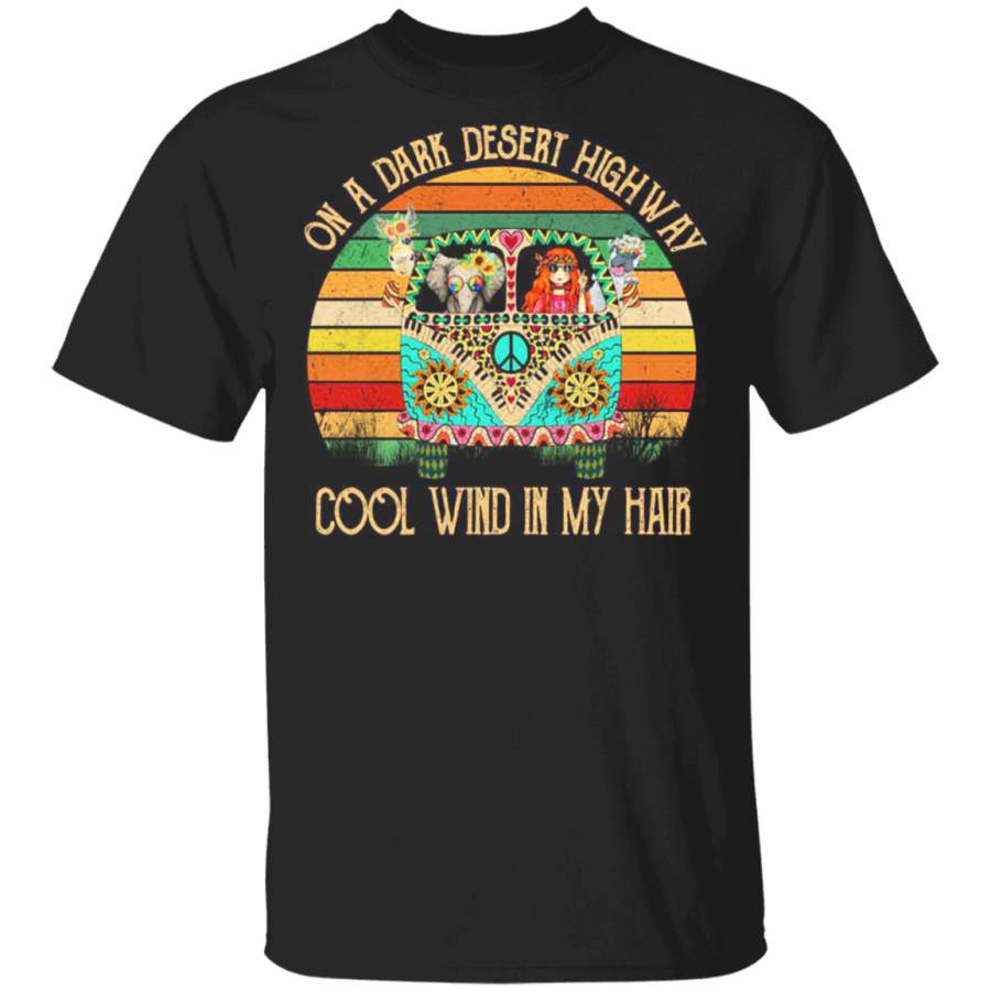 Hippie Flower Peace Bus On a Dark Desert Highway Cool Wind in My Hair Shirt