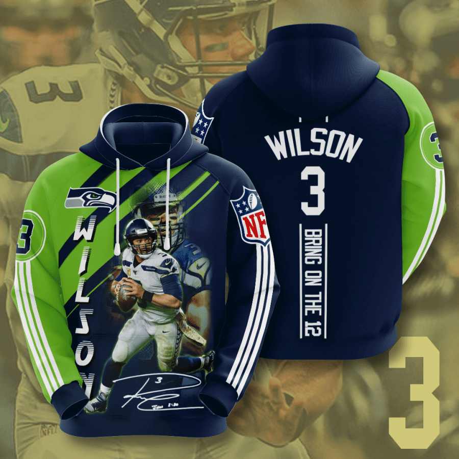 Seattle Seahawks Russell Wilson 38 Unisex 3D Hoodie Gift For Fans