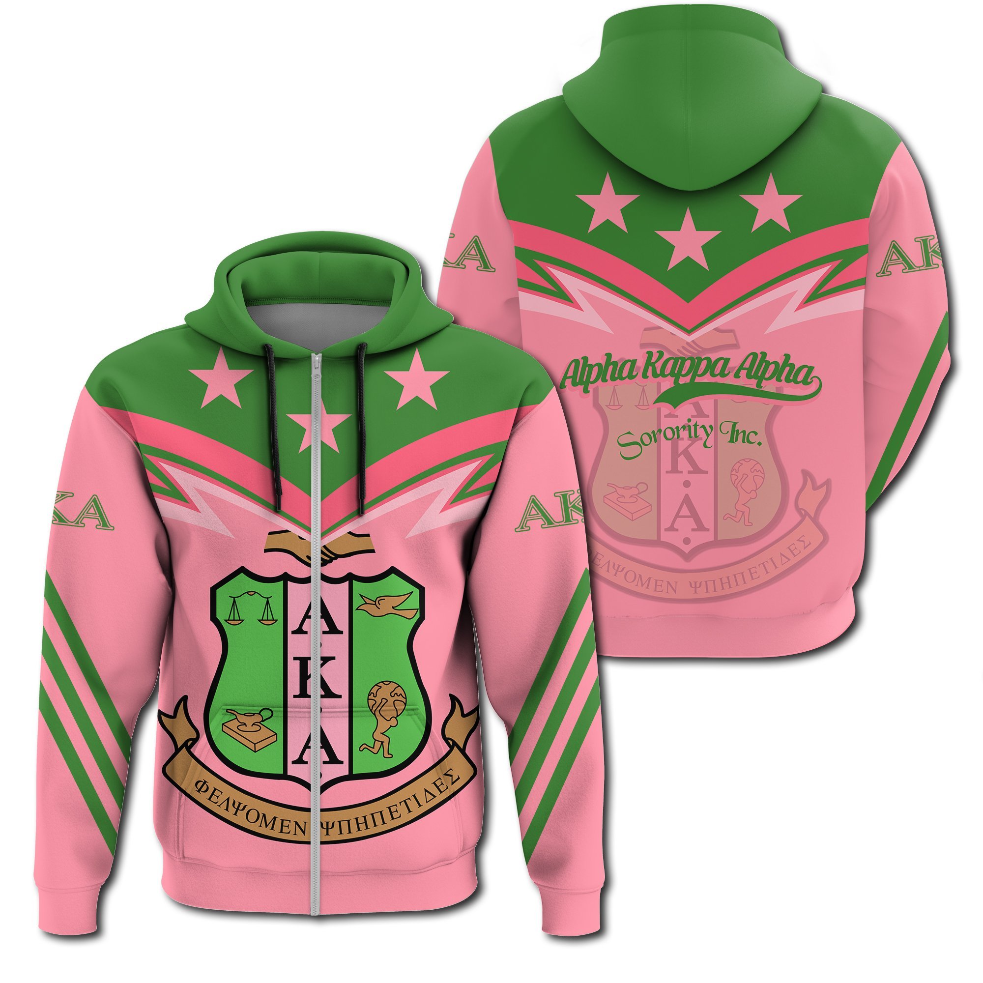 Original Alpha Kappa Alpha Zip Hoodie – Zig Zag Style J5