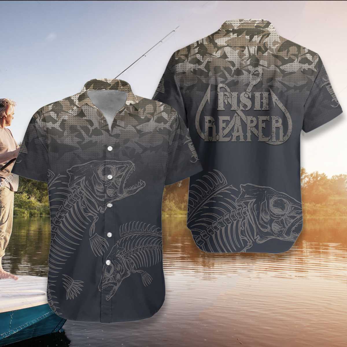 Fish Reaper Skull Skeleton Aloha Hawaii Shirts For Men Women Ha6759