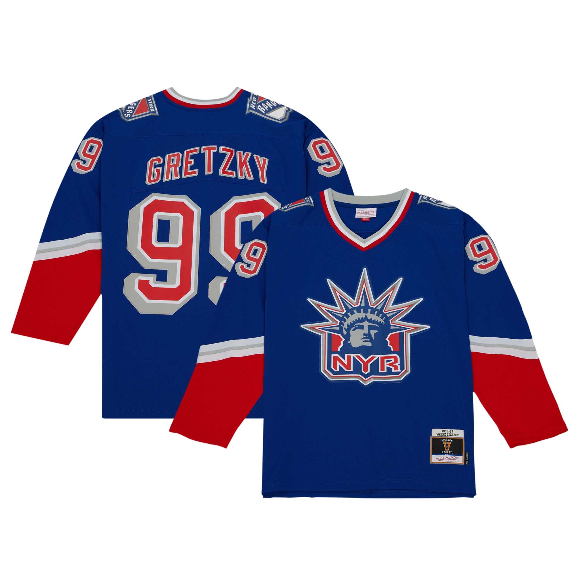 Men's New York Rangers Wayne Gretzky Mitchell & Ness Navy 1996/97 Blue Line Player Jersey