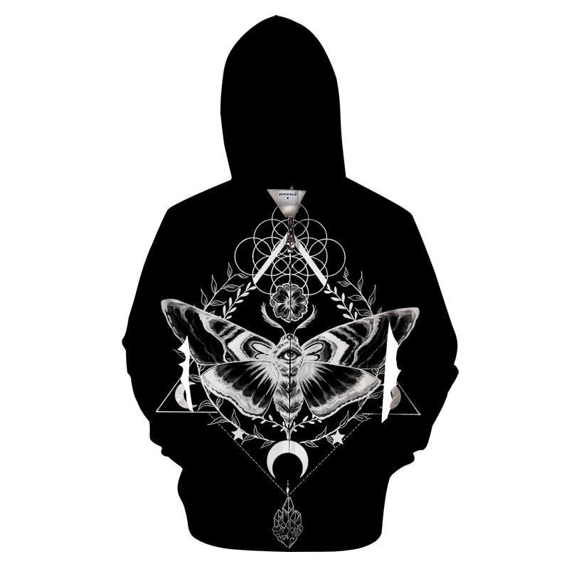 Black & White Moth Zip-up Hoodie