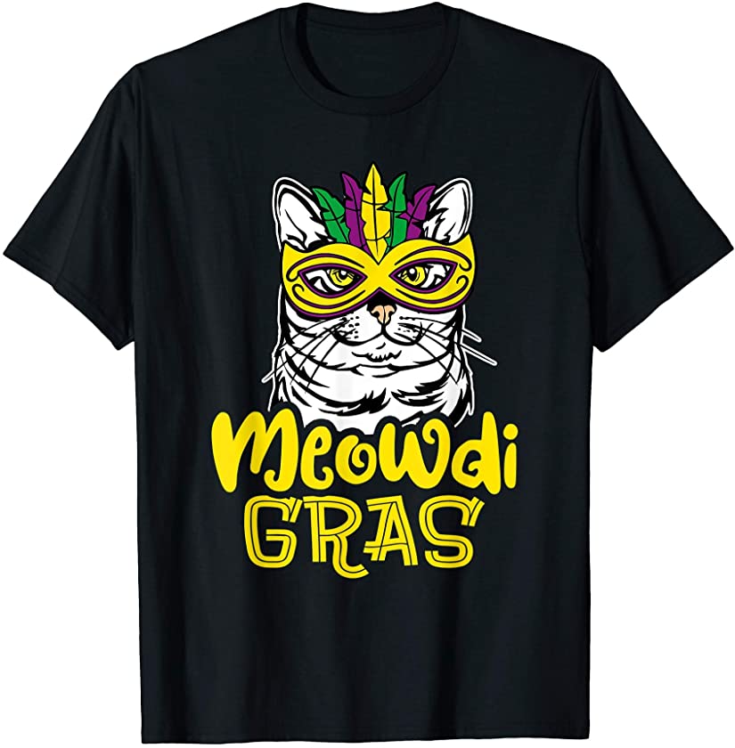 Meowdi Gras Funny Mardi Gras Kitten Cat Lover Gift T-Shirt