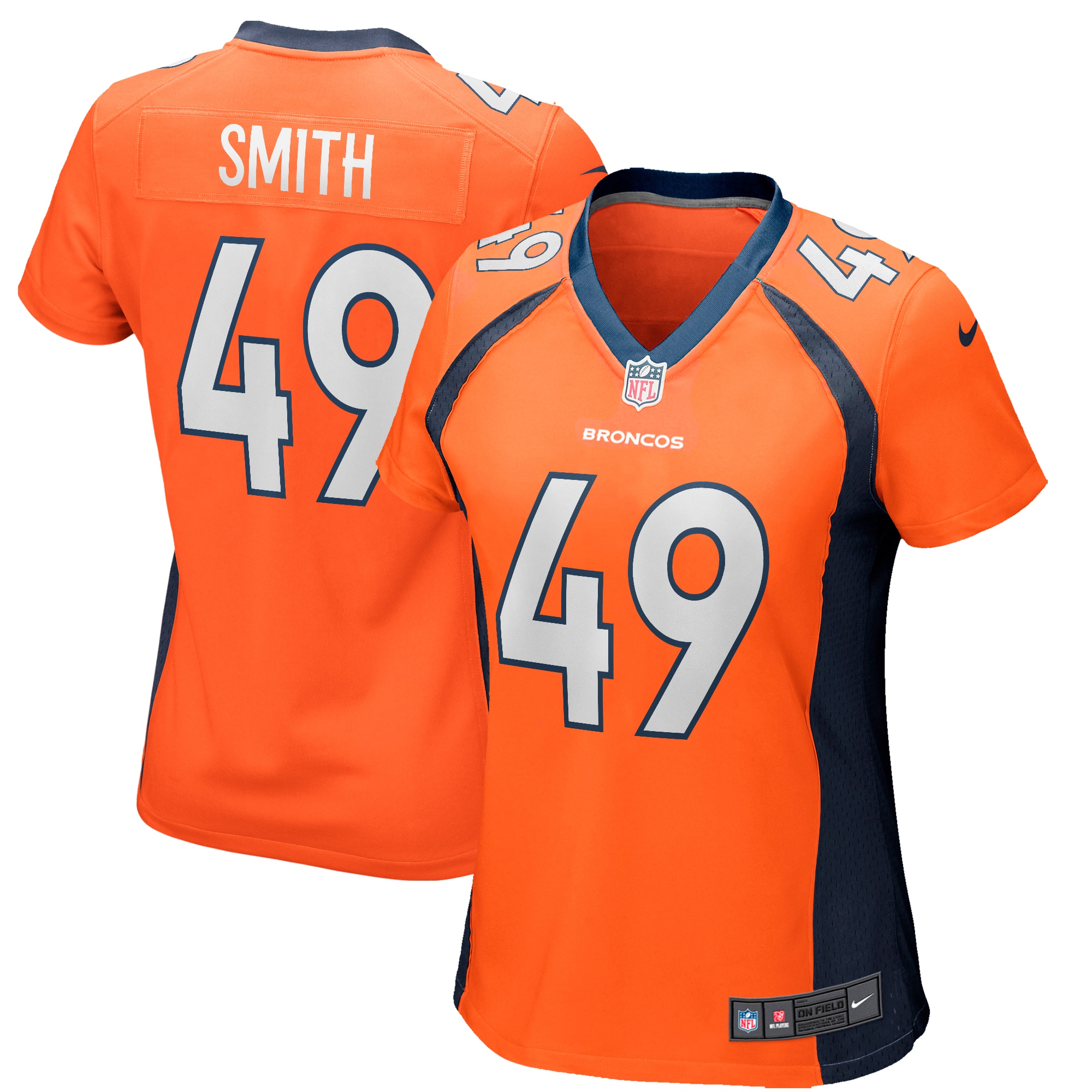 Women’s Denver Broncos Dennis Smith Orange Game Retired Player Jersey