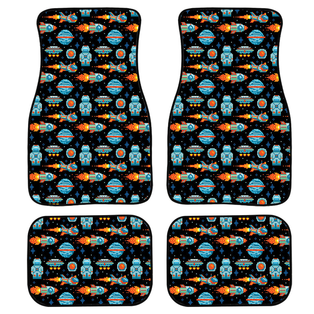 Astronaut And Space Pixel Pattern Print Front And Back Car Floor Mats, Front Car Mat