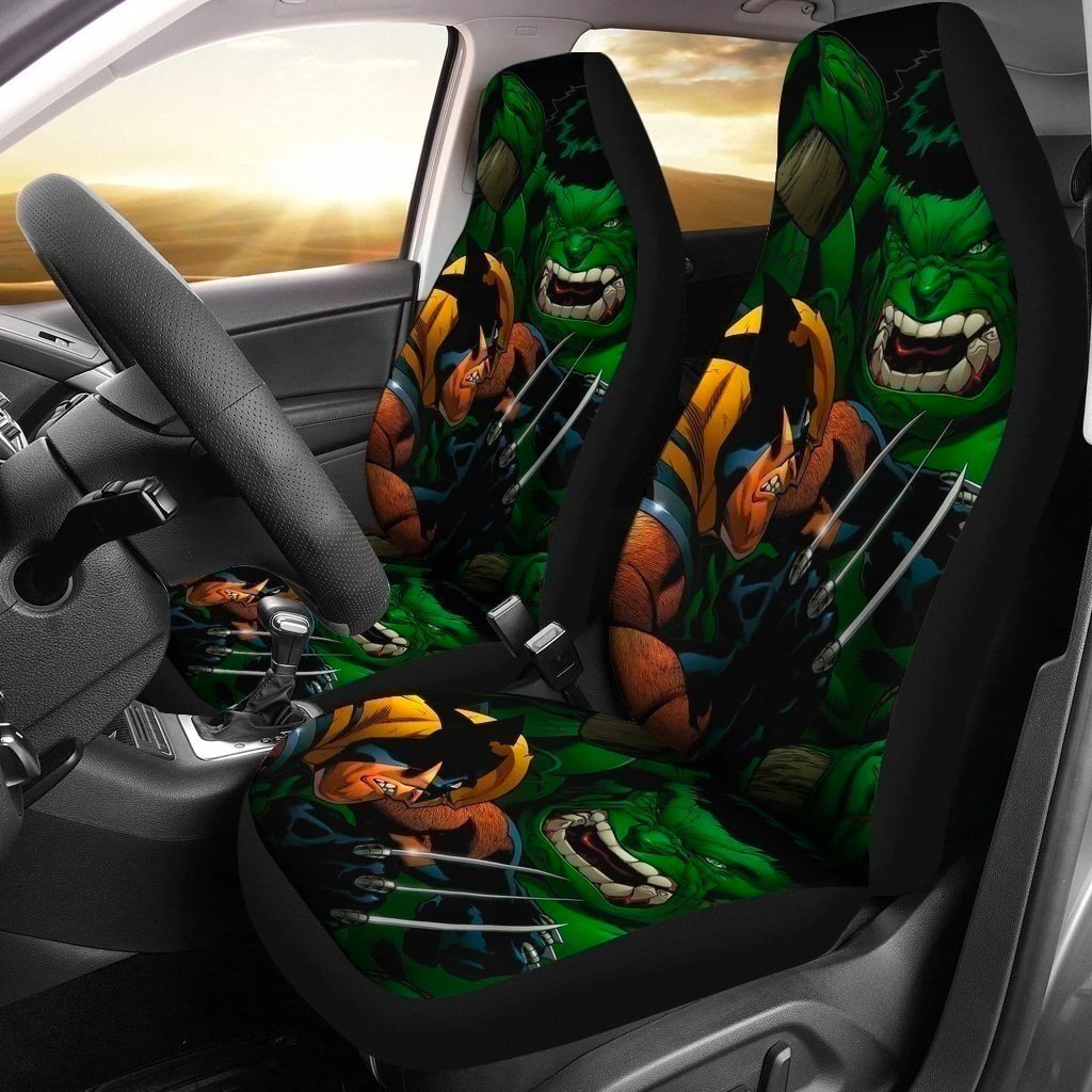 Wolverine vs Hulk Car Seat Covers Fan Gift Comic Style