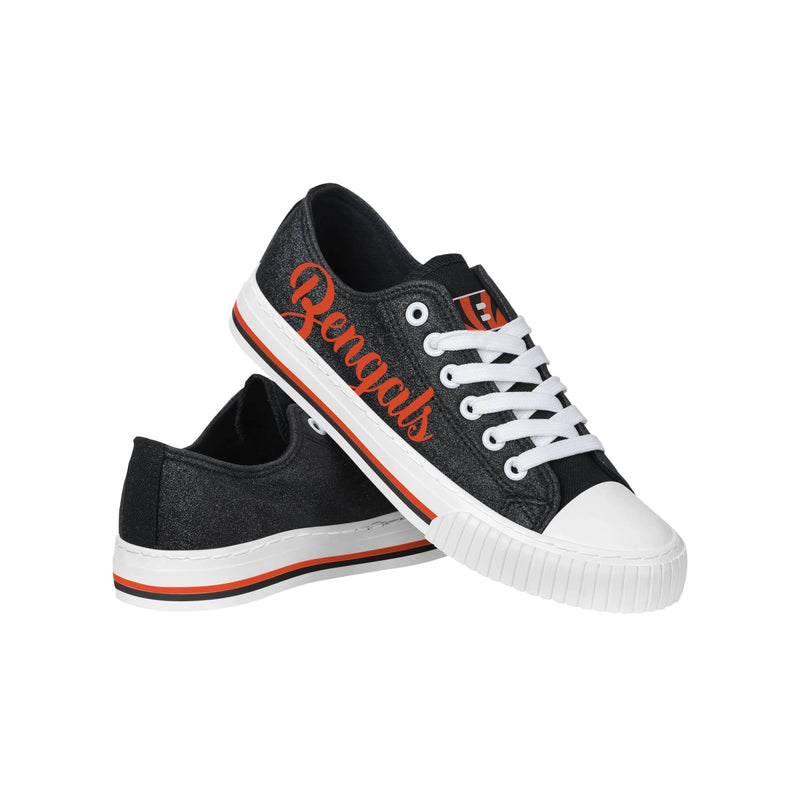 Cincinnati Bengals NFL Womens Color Glitter Low Top Canvas Shoes