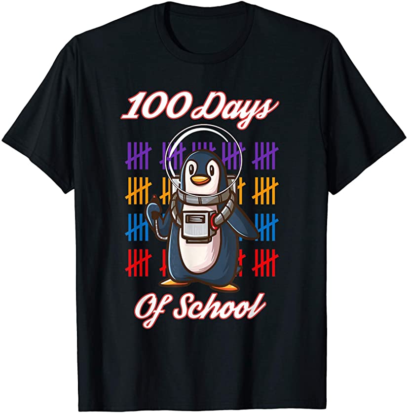 Happy 100 Days Of School For Kids Boys Penguin Cute Animal T-Shirt