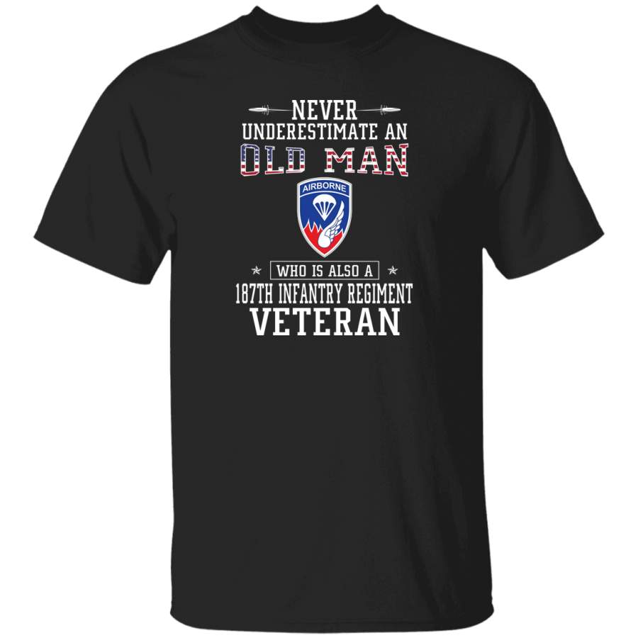 Never Underestimate a 187th Infantry Regiment Veteran T-Shirt Veterans Day Christmas Gift Mug