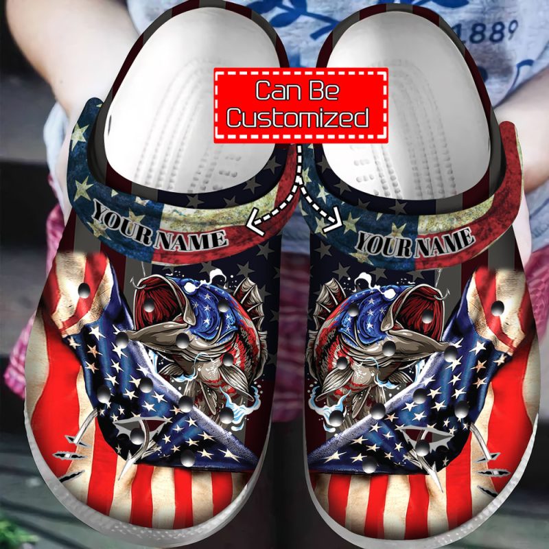 Veterans – Fishing America Flag Veteran Gift Clog Shoes For Men And Women