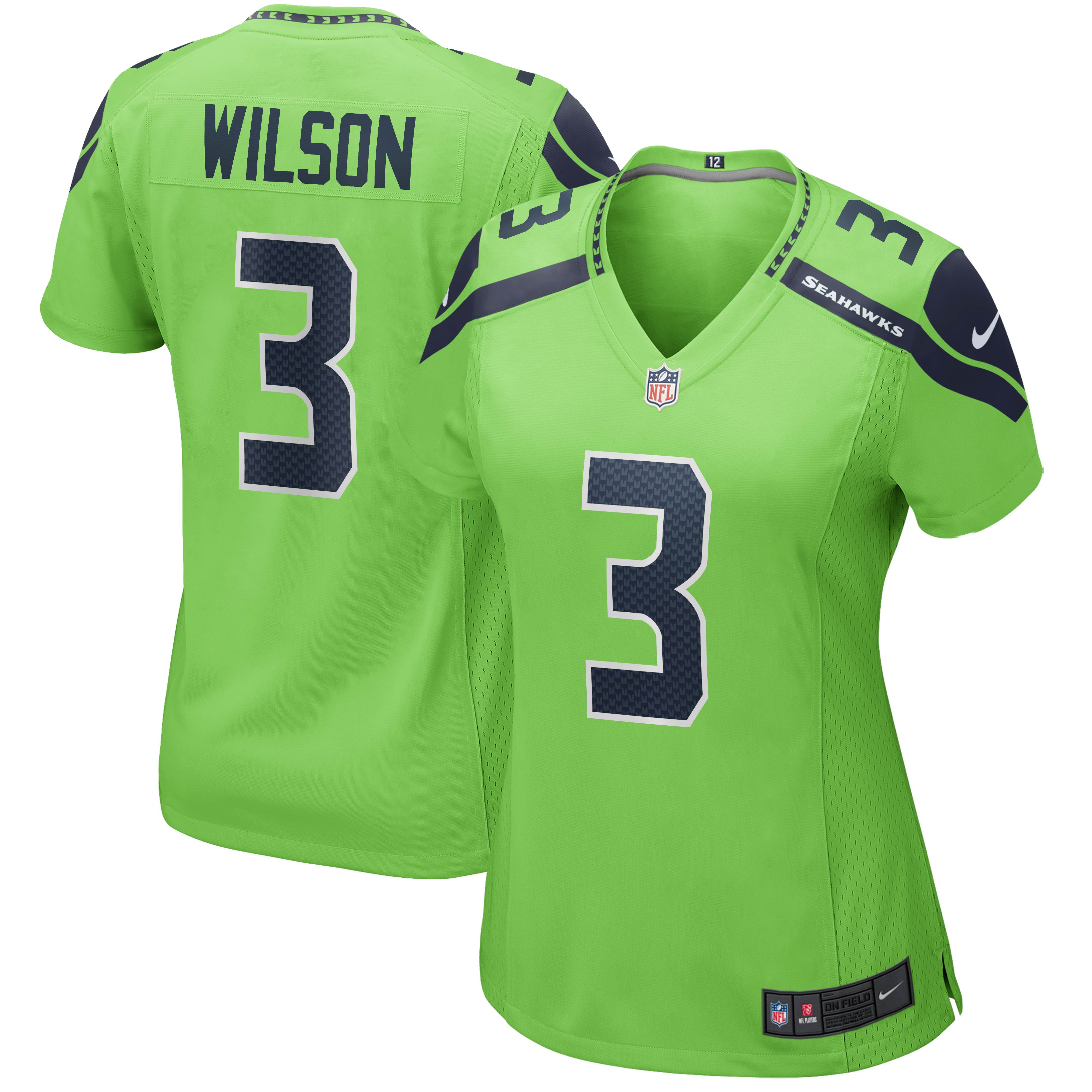 Russell Wilson Seattle Seahawks Women's Alternate Game Jersey – Neon Green