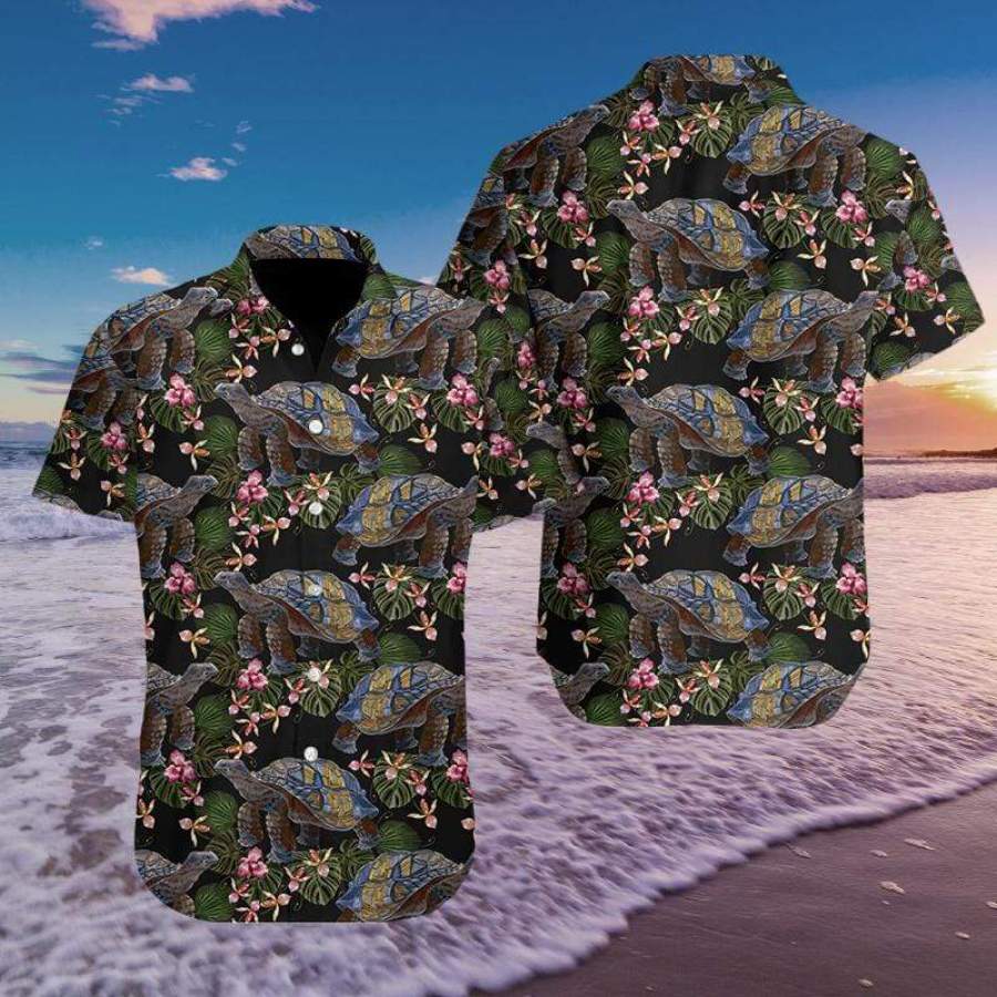 Ancient Turtle Embroidery Pattern Hawaii Aloha Shirts Fantastic Ha85455