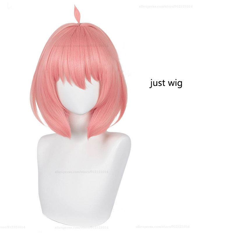 Anime SPY×FAMILY Anya Forger Short Pink Cosplay Wig Hair Heat Resistant Synthetic Halloween Party Woman Cute Wigs + Wig Cap alx