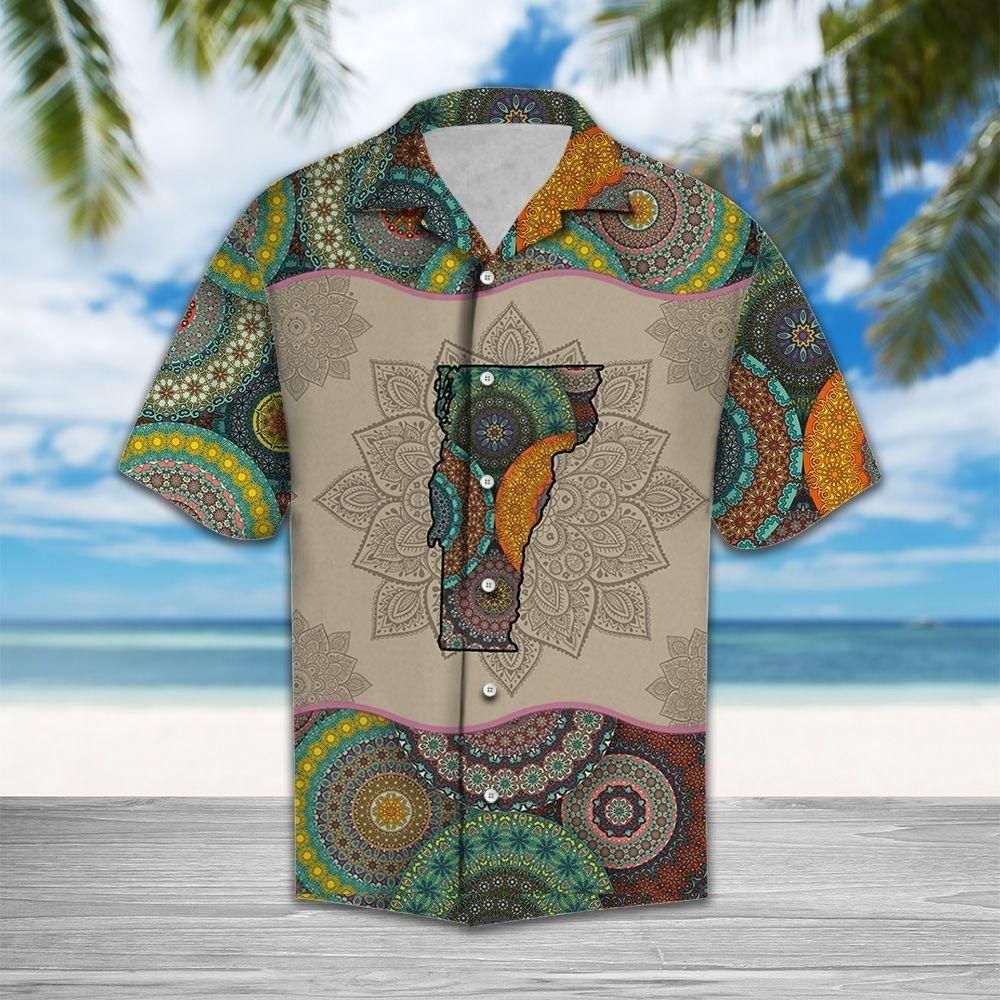 Awesome Vermont Mandala Aloha Hawaiian Shirt Colorful Short Sleeve Summer Beach Casual Shirt For Men And Women