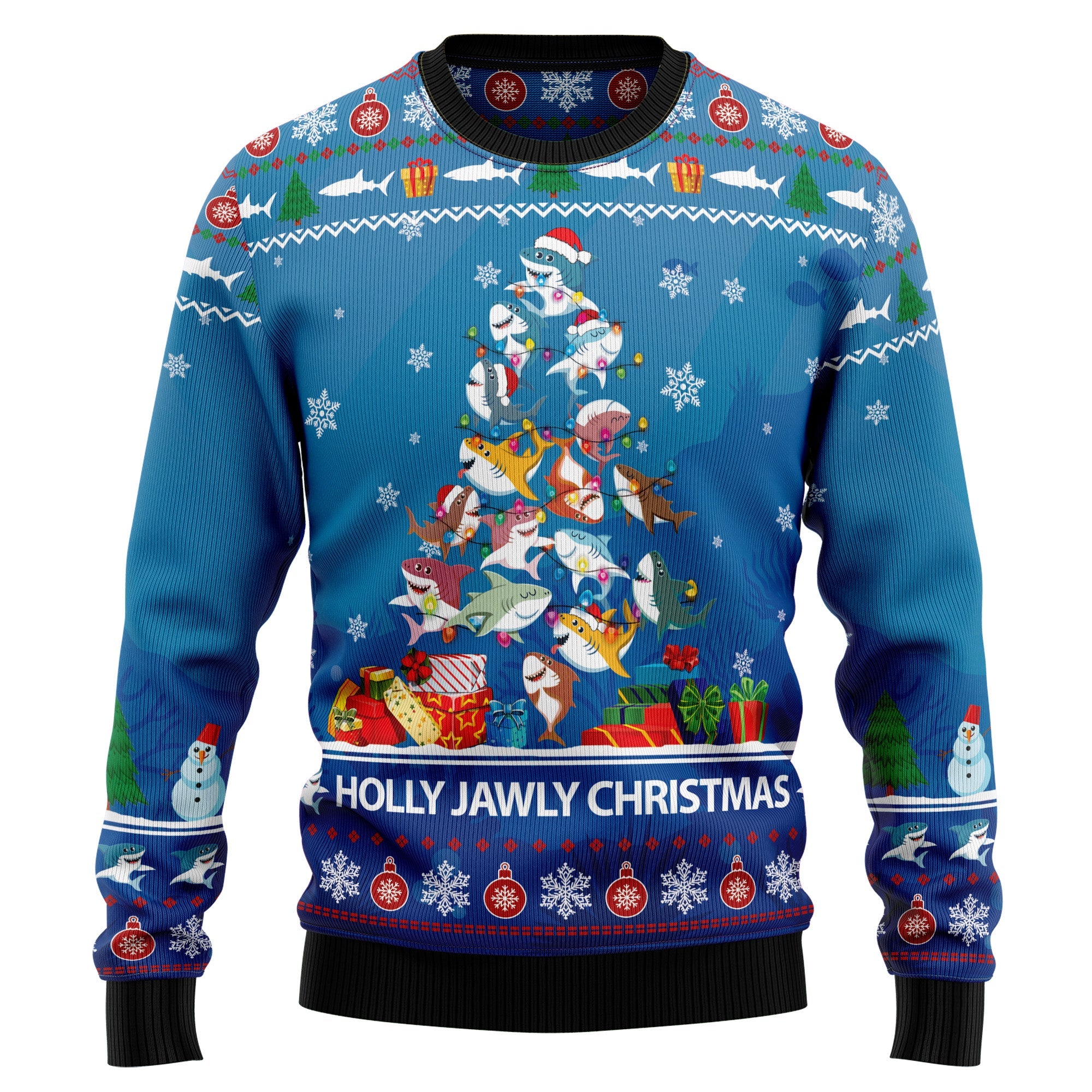 Shark Holly Jawly Unisex Sweater Christmas Outfit – Retro Christmas Sweater – Ugly Christmas Sweater