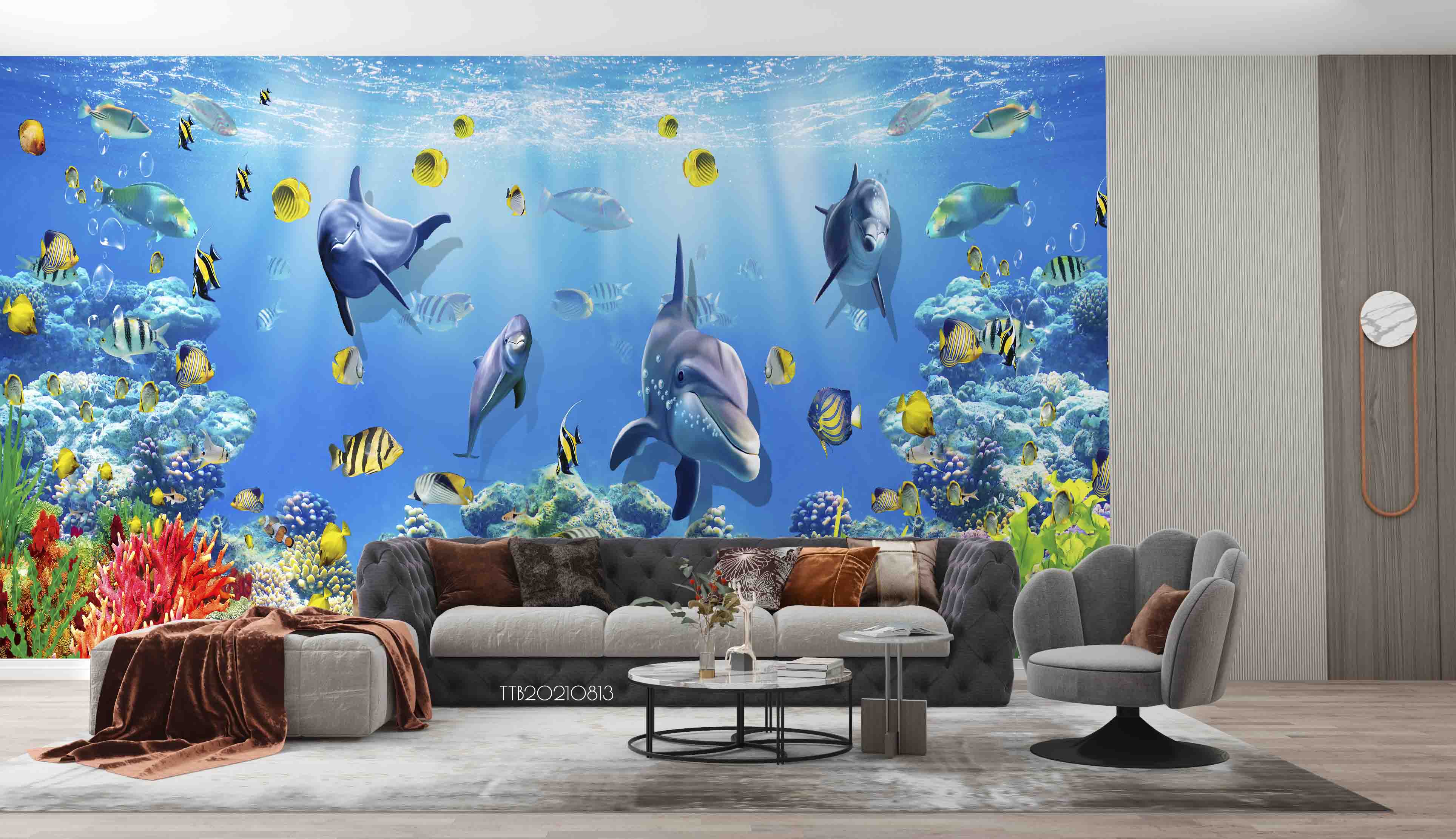 3D Underwater World Fish Coral Shark Wall Mural Wallpaper Sww5082