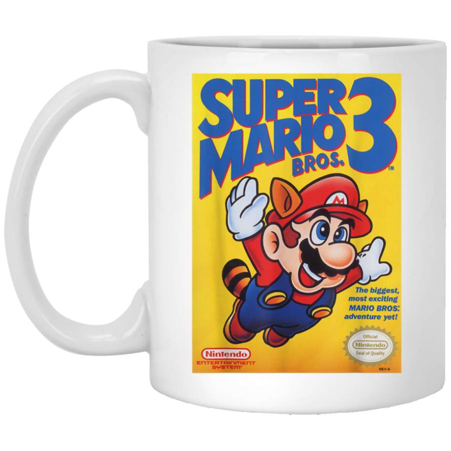 Super Mario Bros 3 Flying Raccoon Mario Poster White Mug