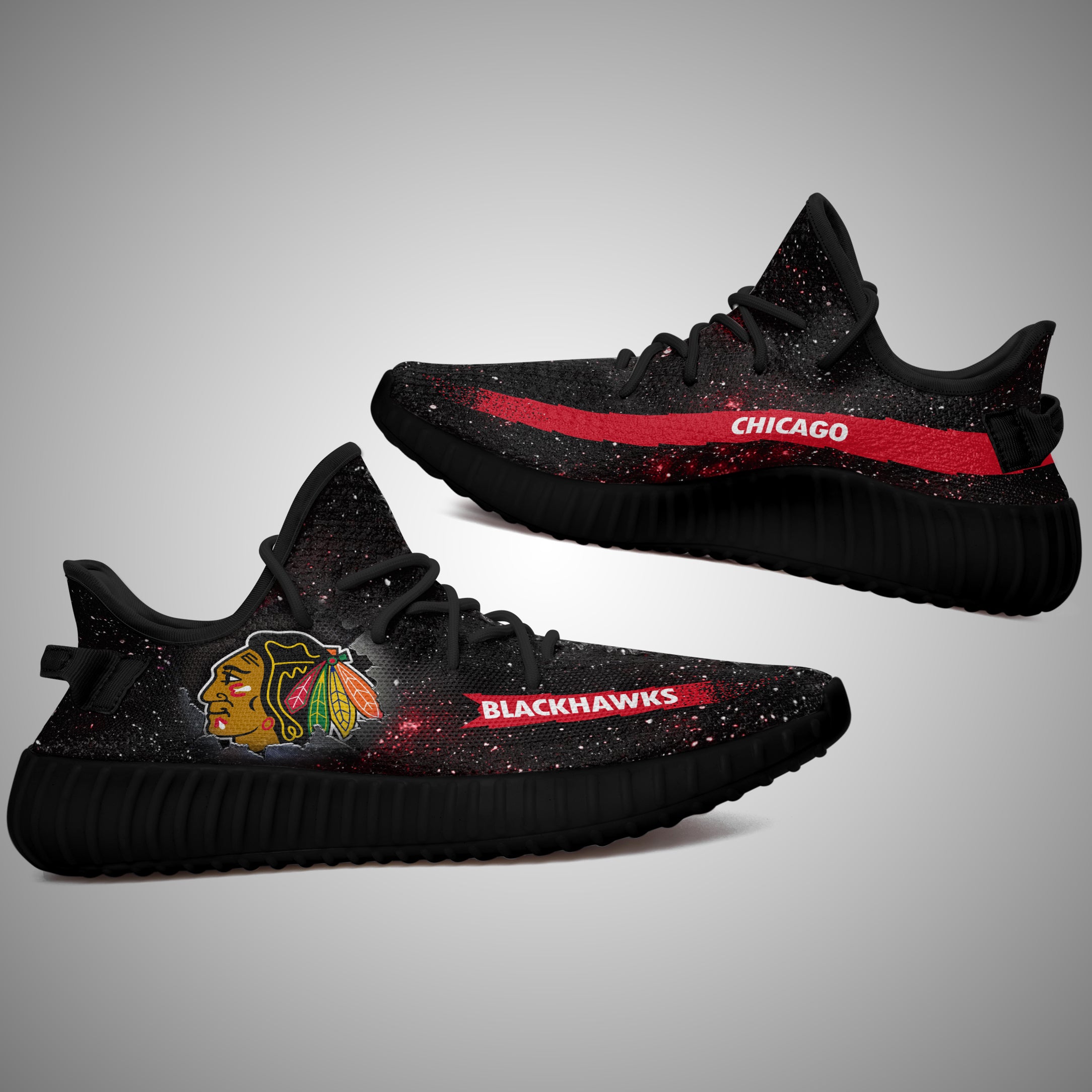 Art Scratch Mystery Chicago Blackhawks Yeezy Shoes