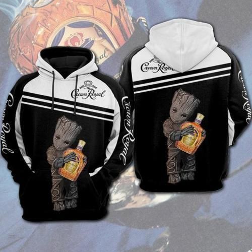 Groot Hug Crown Royal Wine Bottle 3D Printed Hoodie