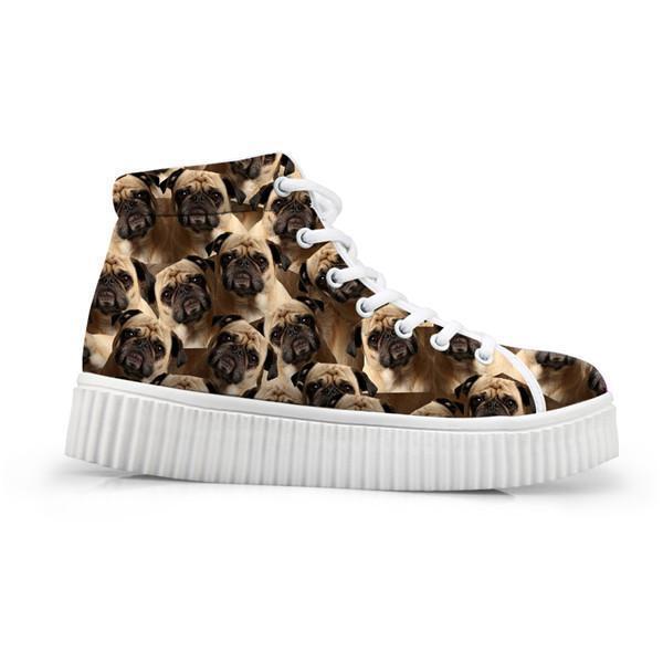 Adorable Dog Print Flat Platform Creepers Shoes