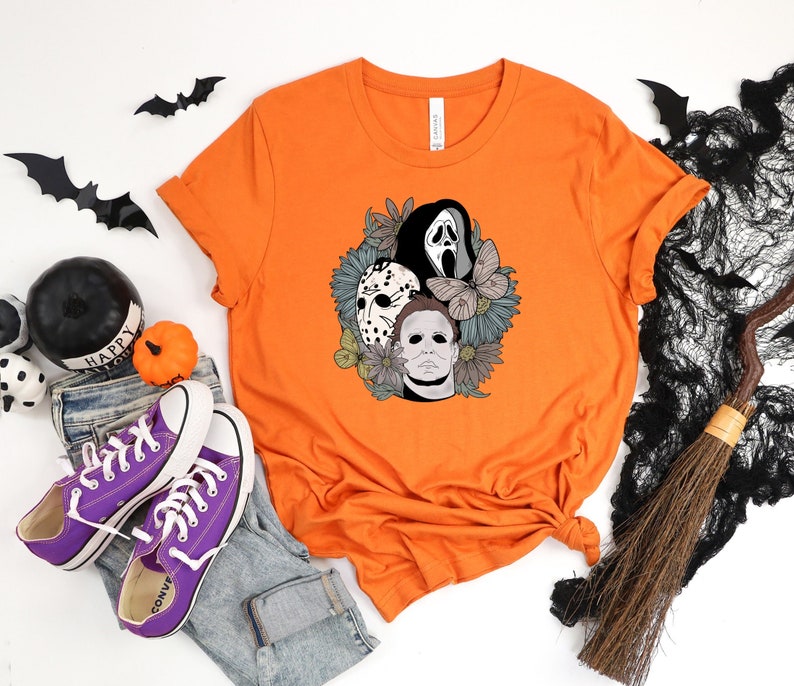 Floral Halloween Horror Shirts,Halloween Horror Sweatshirt,Horror Movie ...
