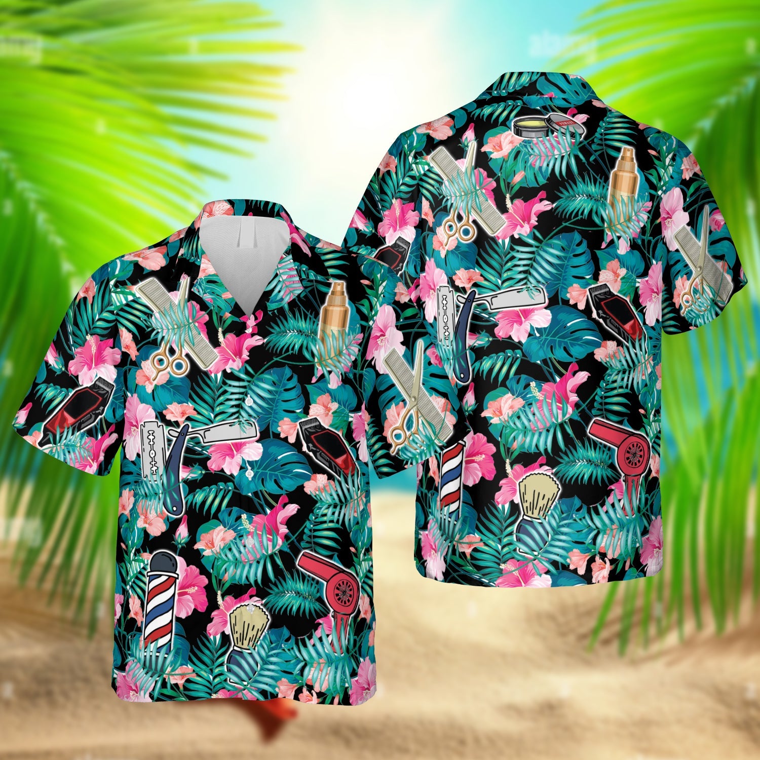 Tropical Plants Barber Hawaiian Hair Summer Outfit Ha87124